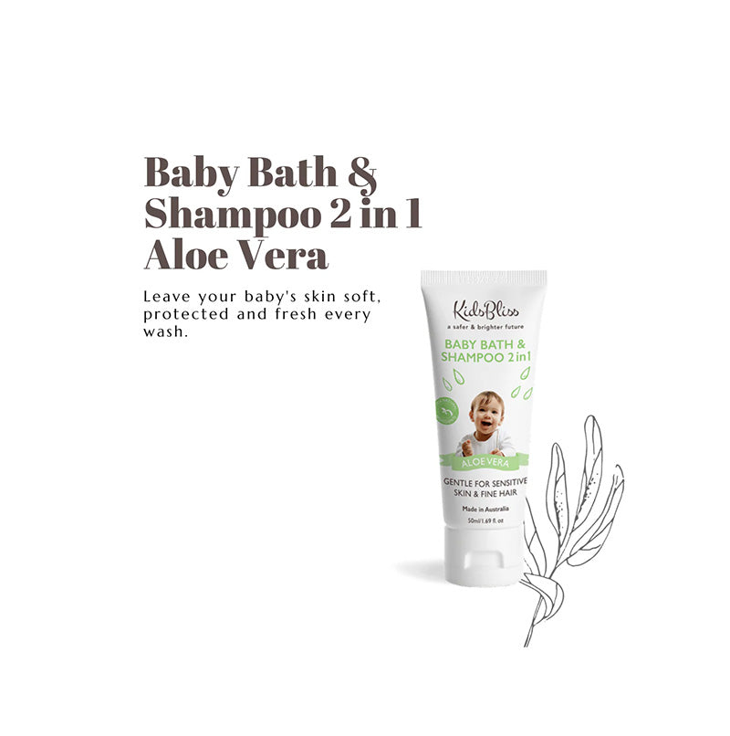 NATIVEBLISS AUSTRALIA Kidsbliss Baby Bath & Shampoo 2 in 1 Aloe Vera - 50ml