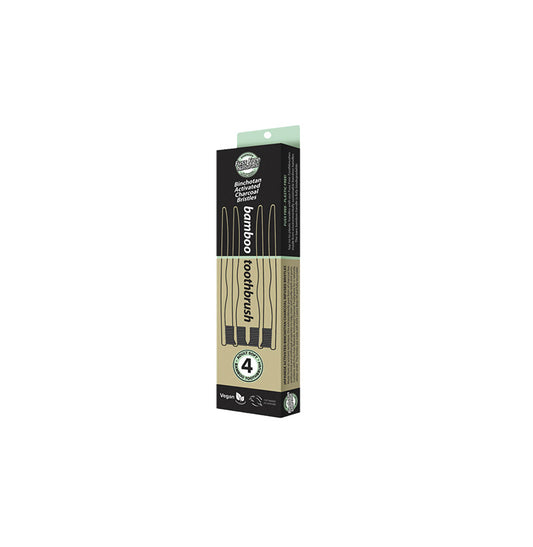 Essenza fuss free Natural toothbrush with activated charcoal bristle medium - 4 Pack