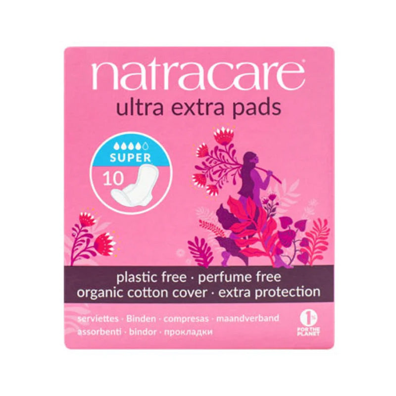 Natracare Ultra Extra Pads Super with Organic Cotton Cover x 10 Pack