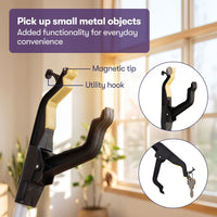 EQUIPMED 87cm Long Reach Grabber Reacher Aid, Deluxe Magnetic Pick Tip, Key Hook, Lockable Nonslip Rubber Jaws, Lightweight Alloy, Easy Reach Disability Aid