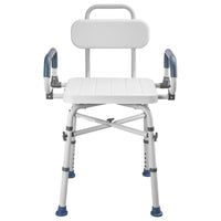 Swivel Shower Chair with Arms and Back, 227 kg Load Heavy Duty Bench Seat for Inside Shower Stall and Bathtub, Height Adjustable Bathroom Bath Tub Seat for Adults, Seniors, Elderly and Disabled